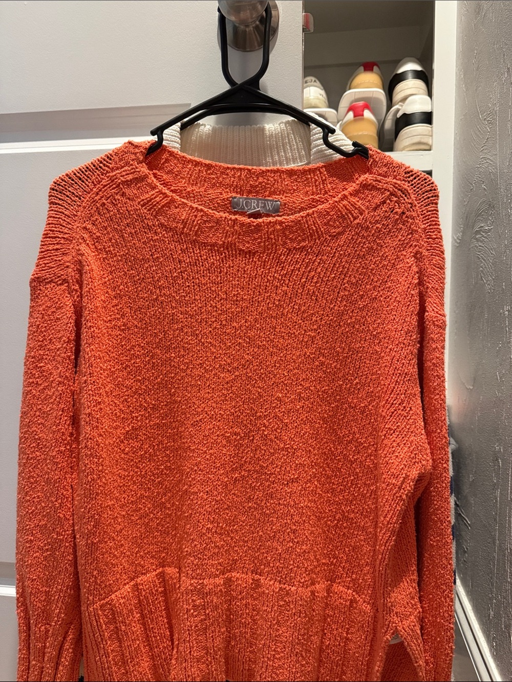 J. Crew Orange Textured Crewneck Sweater